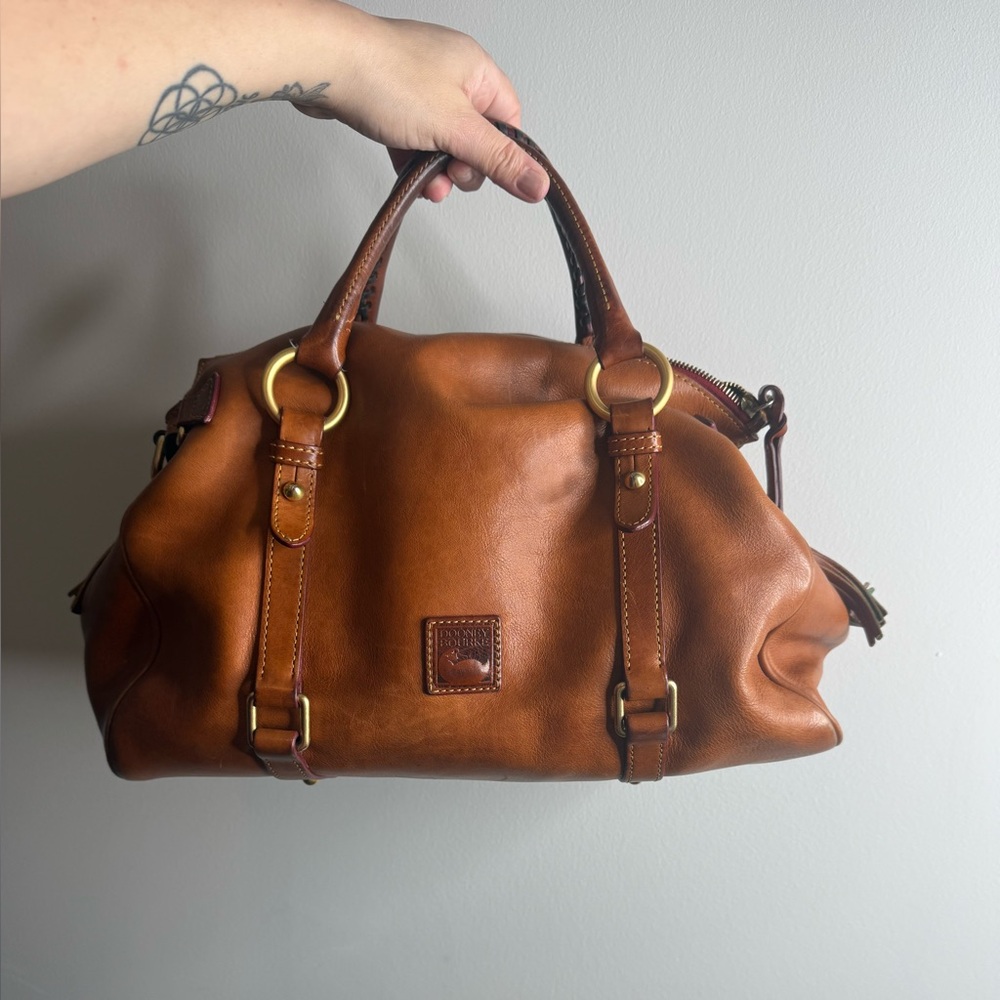 Dooney & Bourke Florentine Brown Leather Satchel Old Money Aesthetic Classic Bag